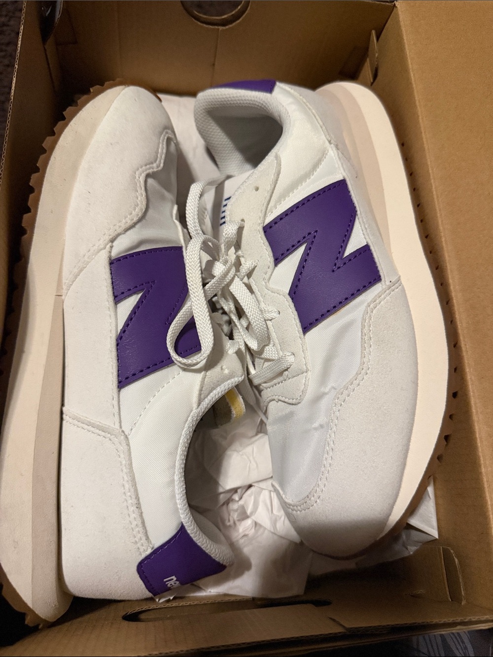 New Balance Kids White and Purple Retro Sneakers